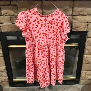 SHEIN Pink and Red Leopard Print Midi Dress